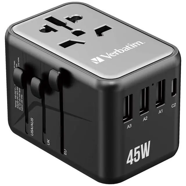 Alt view image 2 of 8 - Verbatim UTA-08 Universal Travel Adapter, (3) USB-A/(3) USB-C