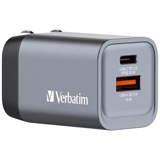 Alt view image 13 of 19 - Verbatim 35W 2-Port GaN Wall Charger - 35 W - 120 V AC, 230 V AC Input - 1