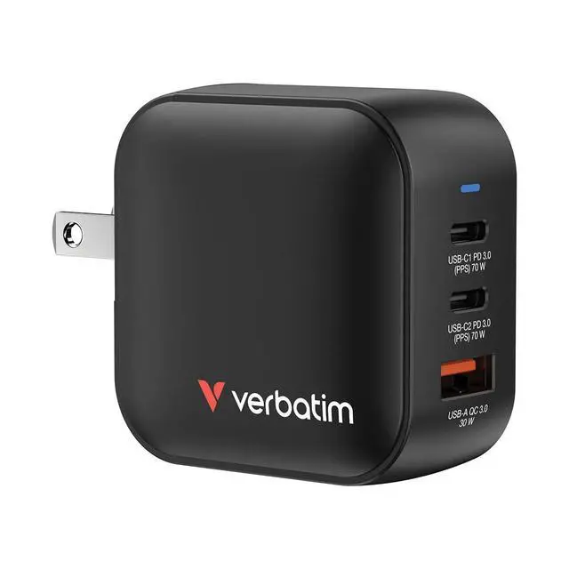 Alt view image 10 of 15 - Verbatim Mini GaN Charger 70W 3 Port - 70 W - 120 V AC, 230 V AC Input - 1