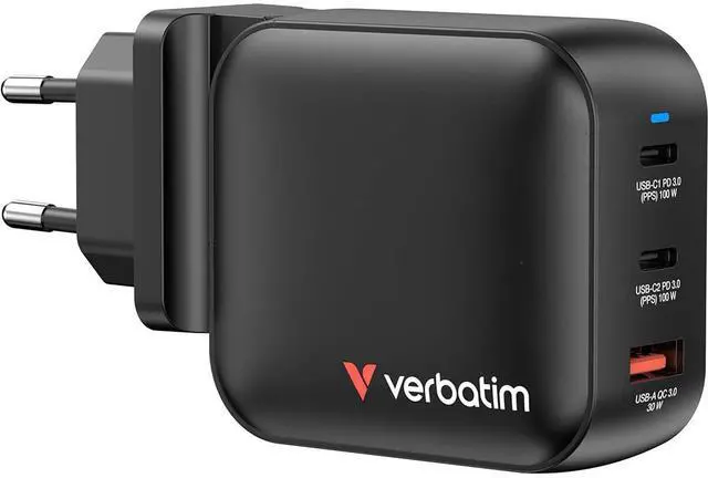 Main image of Verbatim 100W 3-Port USB Mini GaN Wall Charger #32230
