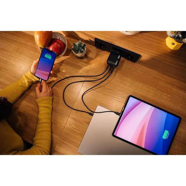 Alt view image 5 of 7 - Verbatim 100W 3-Port USB Mini GaN Wall Charger #32230