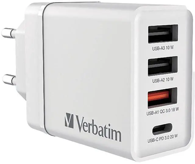 Main image of Verbatim 30W 4-Port USB Wall Charger, White #70772