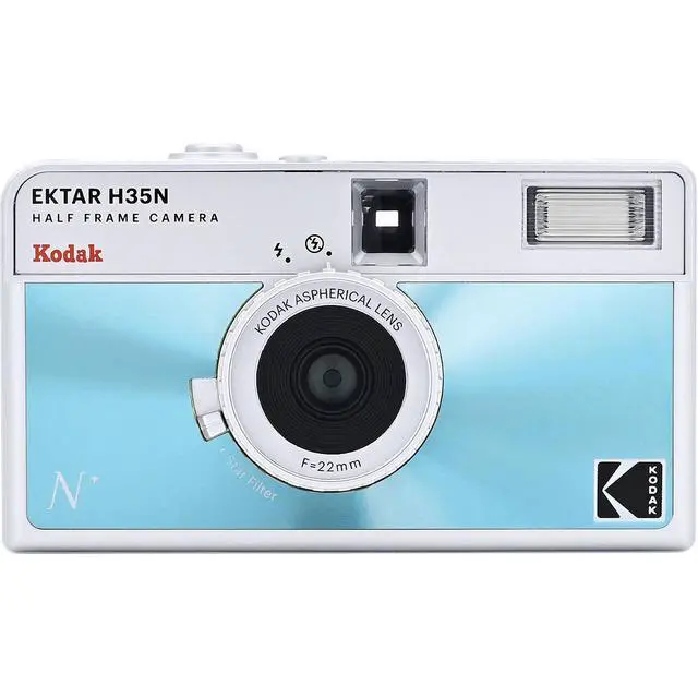 Alt view image 8 of 14 - Kodak Ektar H35N 35mm Half Frame Film Camera with Built-In Star Filter, Tripod Support, and Bulb Function for Long-Exposure Photography (Glazed Blue)