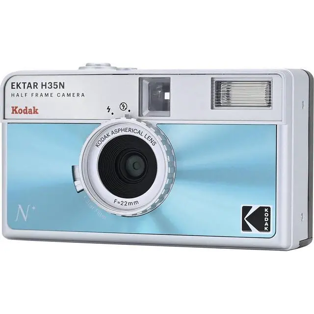 Alt view image 10 of 14 - Kodak Ektar H35N 35mm Half Frame Film Camera with Built-In Star Filter, Tripod Support, and Bulb Function for Long-Exposure Photography (Glazed Blue)