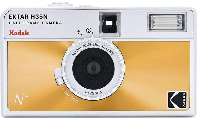 Alt view image 8 of 14 - Kodak Ektar H35N 35mm Half Frame Film Camera with Built-In Star Filter, Tripod Support, and Bulb Function for Long-Exposure Photography (Glazed Orange)