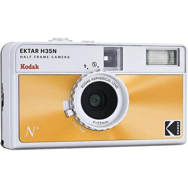 Alt view image 9 of 14 - Kodak Ektar H35N 35mm Half Frame Film Camera with Built-In Star Filter, Tripod Support, and Bulb Function for Long-Exposure Photography (Glazed Orange)