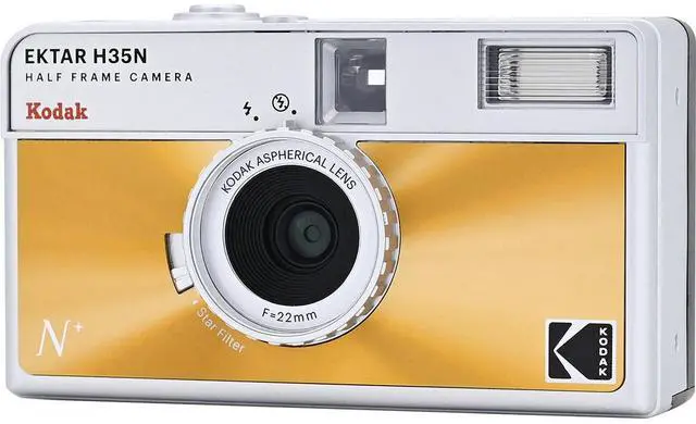 Alt view image 10 of 14 - Kodak Ektar H35N 35mm Half Frame Film Camera with Built-In Star Filter, Tripod Support, and Bulb Function for Long-Exposure Photography (Glazed Orange)