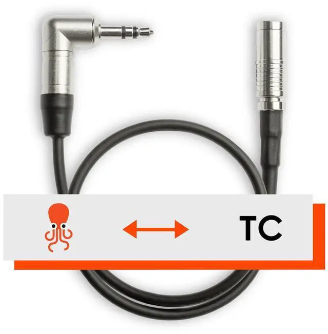 Main image of Tentacle Sync 12" DIN 1.0/2.3 to Right-Angle Neutrik 3.5mm Mini Jack Cable,Black