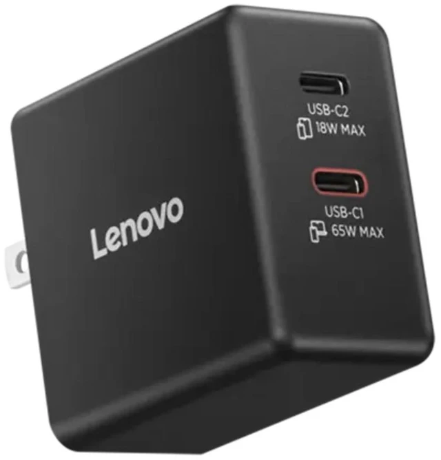 Alt view image 12 of 14 - Lenovo Dual USB-C 65W GaN Charger G0A6065BUS