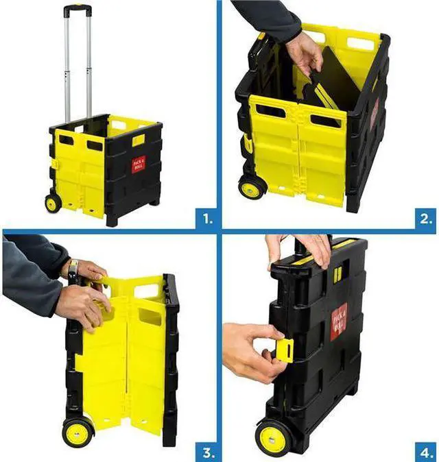 Alt view image 4 of 5 - Mount-It! Rolling Utility Cart Folding and Collapsible Hand Crate on Wheels 55 Lbs Capacity