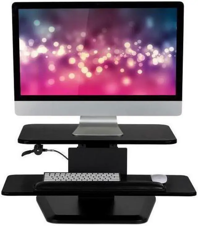 Alt view image 7 of 10 - Mount-It! Sit Stand Desk Converter | Ergonomic Height Adjustable Tabletop Standing Desk