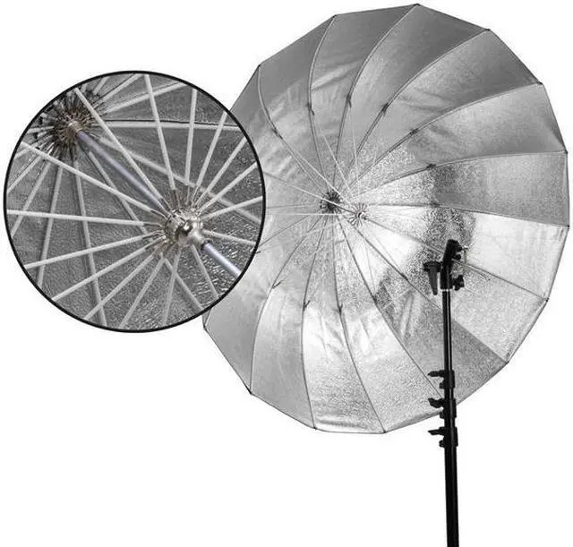 Alt view image 5 of 12 - Glow Easy Lock Medium Deep Beaded Silver Fiberglass Umbrella (41") #GL-EL-41S