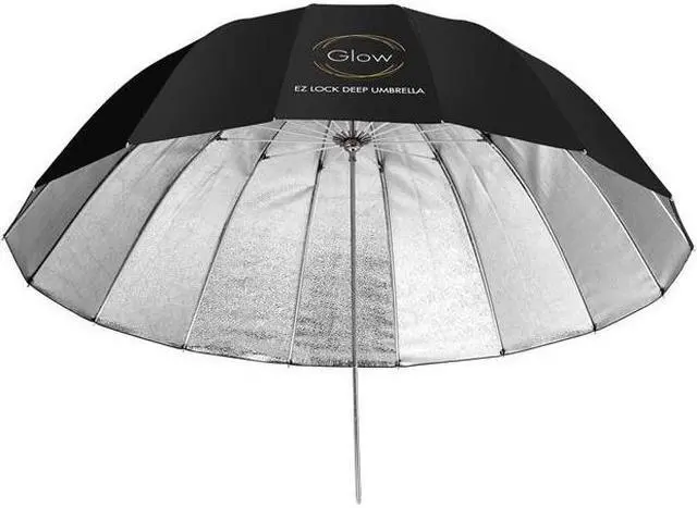 Alt view image 3 of 12 - Glow Easy Lock Medium Deep Beaded Silver Fiberglass Umbrella (41") #GL-EL-41S