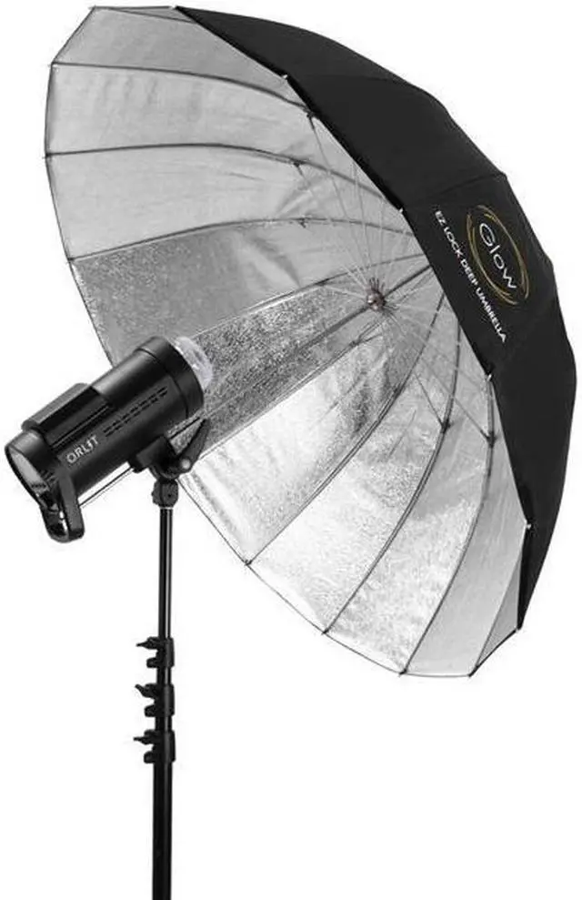 Alt view image 4 of 12 - Glow Easy Lock Medium Deep Beaded Silver Fiberglass Umbrella (41") #GL-EL-41S