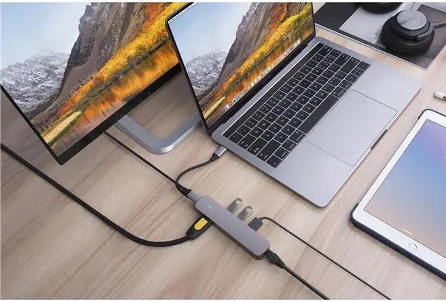 Alt view image 2 of 7 - Sanho HyperDrive 6-in-1 USB-C Hub with 4K HDMI Output, Space Gray #SAHD233BG