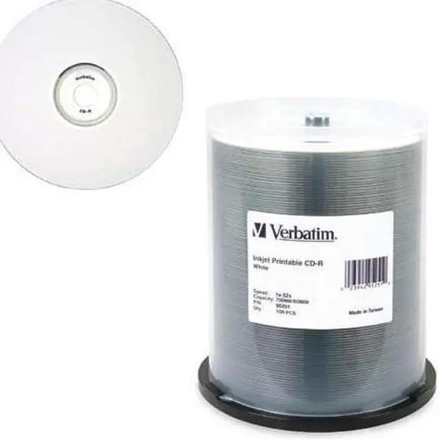 Alt view image 3 of 15 - Verbatim CD-R 700MB 52X White Inkjet Printable - 100pk Spindle