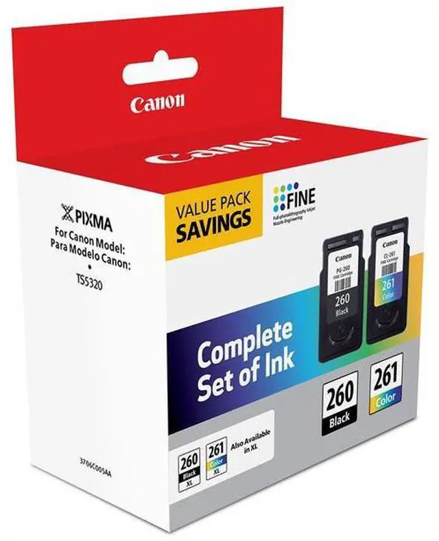 Alt view image 3 of 18 - Canon PG-260 Black & CL-261 Color Ink Cartridge Value Pack for PIXMA TS5320