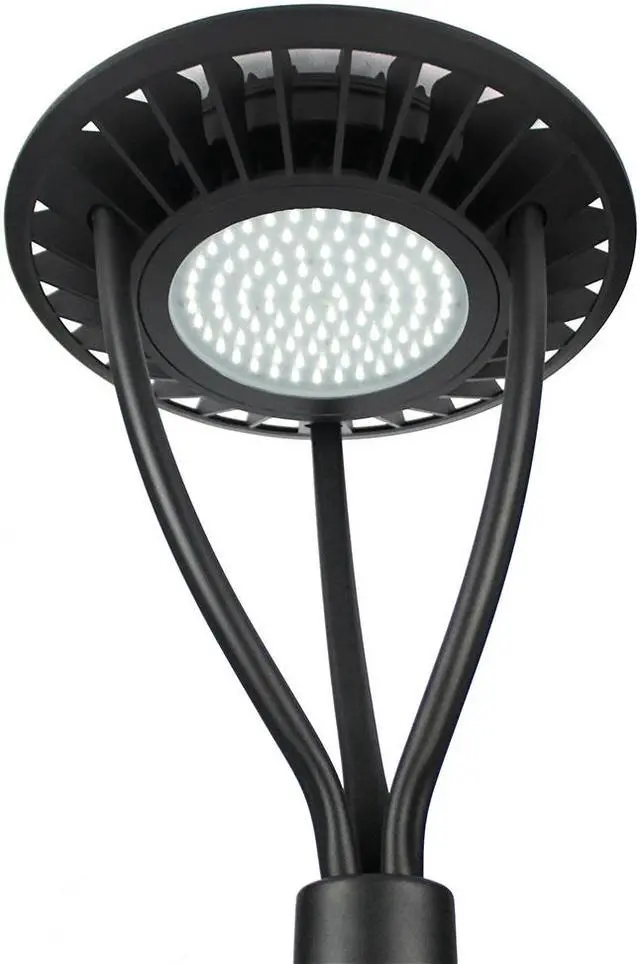 Alt view image 2 of 7 - J&H LED Outdoor Weather Resistant Post Top Light, 24 in., 1-Light, Black Die Cast, Line Voltage, 27K/40K/50K, Wattage Adjustable 80W/70W/60W