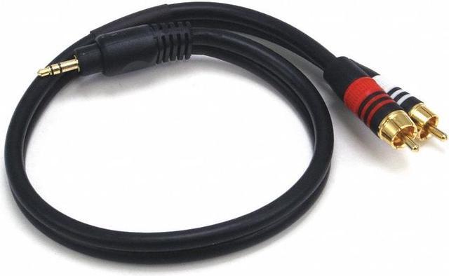 Alt view image 5 of 9 - Monoprice 1.5ft Premium 3.5mm Stereo Male to 2RCA Male 22AWG Cable (Gold Plated) - Black