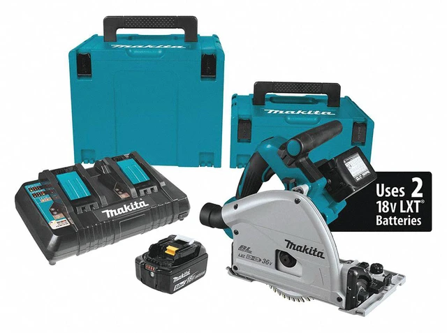 Alt view image 13 of 15 - Makita X2 Lithium-Ion 6-1/2 Inch Cordless Plunge Circular Saw Kit