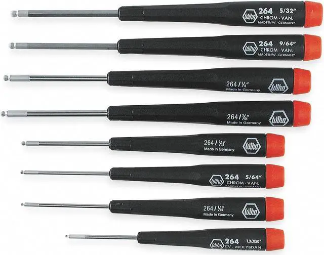 Alt view image 2 of 3 - WIHA 26490 Prec. Screwdriver Set,Ball Hex,SAE,8pcs.