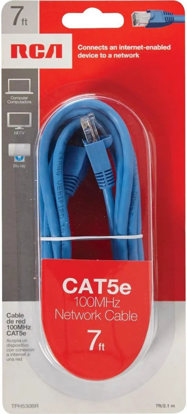 Alt view image 2 of 4 - RCA 7-ft. Category-5e Networking Patch Cable (TPH530BR)
