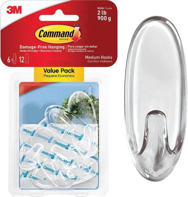 Alt view image 2 of 17 - 3M Command Clear Adhesive Hook (6-Pack) 17091CLR-6ES