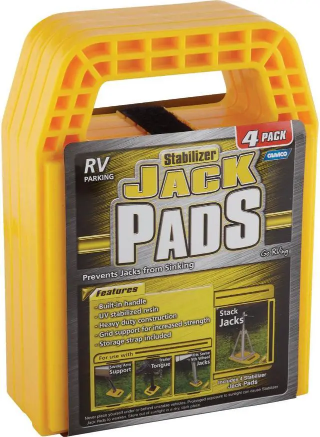 Alt view image 2 of 16 - Camco Interlocking w/Built-in Handle RV Stabilizer Jack Pads, (4-Pack) 44595