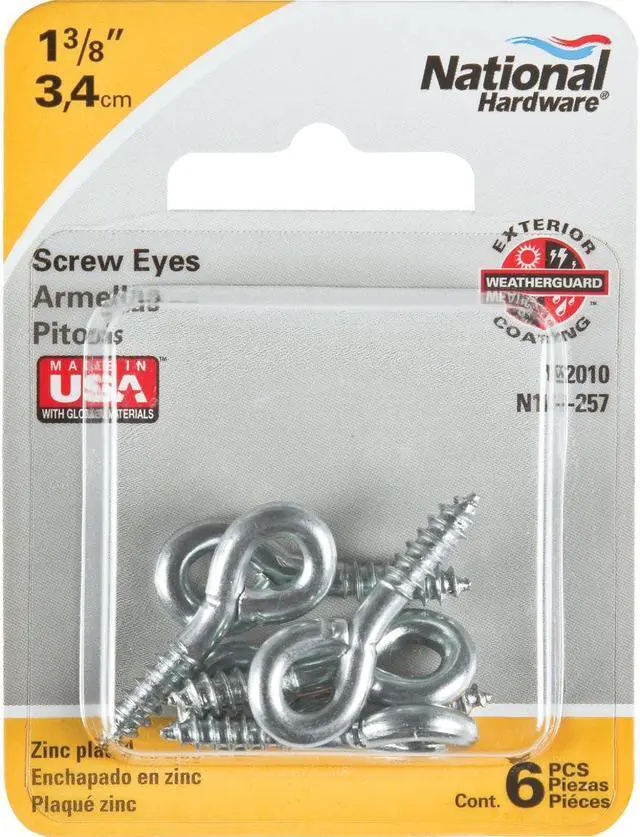 Alt view image 2 of 2 - National #208 Zinc Small Screw Eye (6 Ct.) N118257