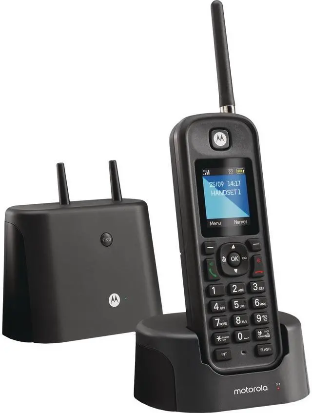 Alt view image 2 of 16 - motorola o211 indoor/outdoor digital cordless phone with answering machine