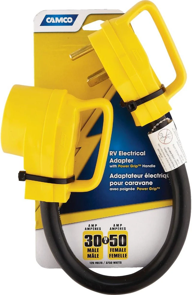Alt view image 3 of 7 - Camco PowerGrip 30A/50A Dogbone RV Power Cord Adapter 55183