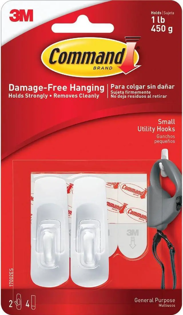 Alt view image 3 of 7 - 3M 17002 Command Small Hooks 2 hooks, 4 strips
