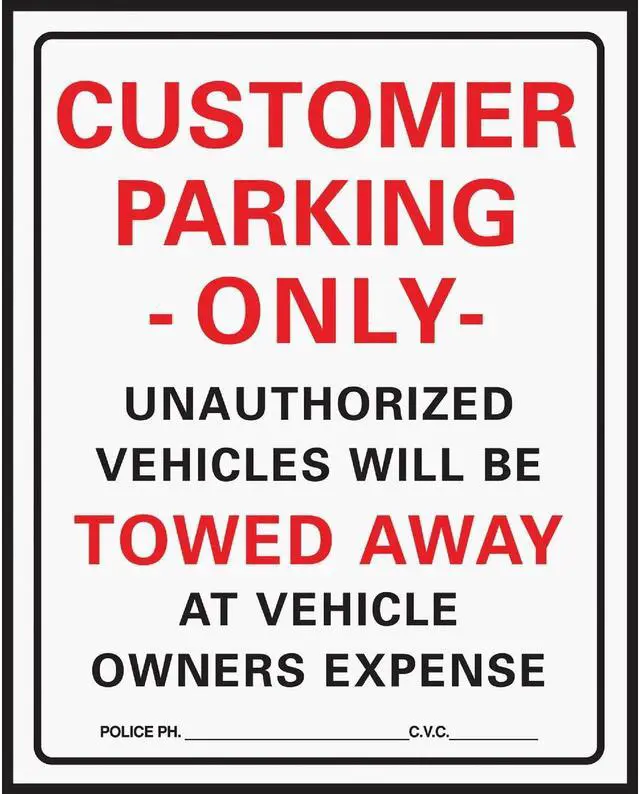 Alt view image 4 of 5 - Hy-Ko Commercial Grade Plastic Sign, Customer Parking Only 700