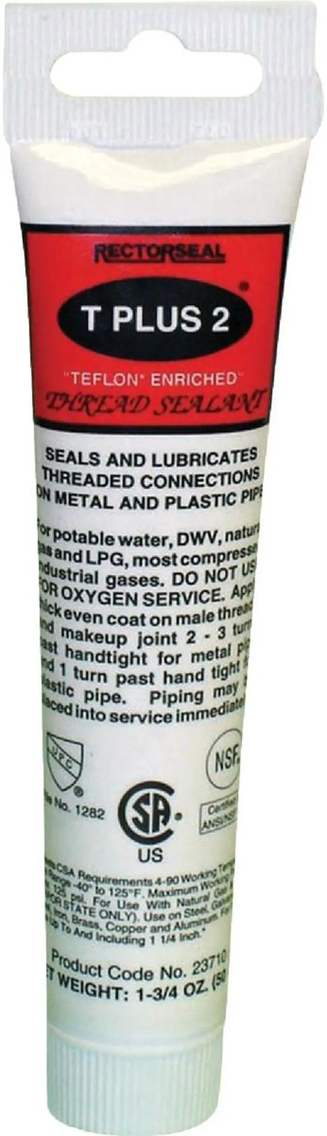 Alt view image 2 of 4 - RECTORSEAL 23710 Pipe Thread Sealant 1.8 fl oz, Tube, T Plus 2, White, Paste