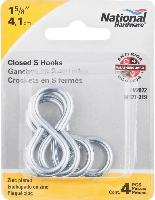 Alt view image 2 of 2 - National 1-5/8 In. Zinc Light Closed S Hook (4 Ct.) N121319
