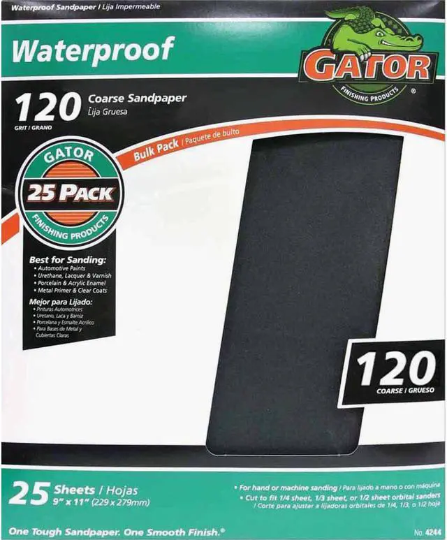 Main image of Gator Waterproof 9 In. x 11 In. 120 Grit Coarse Sandpaper (25-Pack) 4244