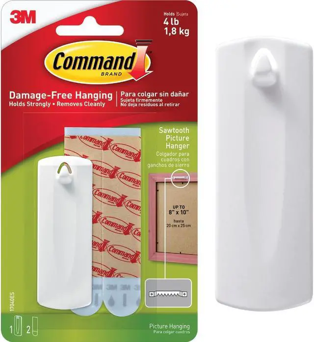 Alt view image 16 of 20 - 3M 17040 Command Sawtooth Picture Hanger 1 hook, 2 strips