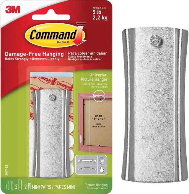 Alt view image 11 of 20 - 3M 17047 Command Sticky Nail Sawtooth Hanger 1 hanger, 2 large strips, 2 sets of mini str