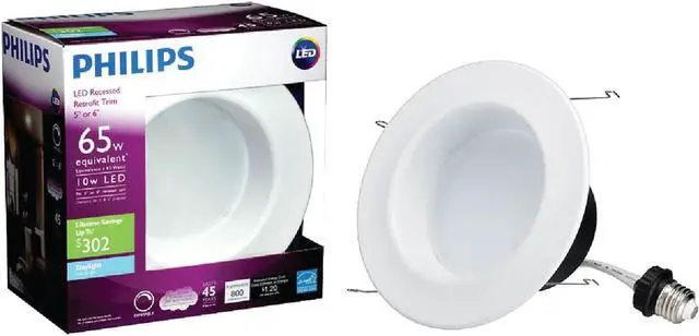 Alt view image 16 of 20 - Philips 5-6" Downlight LED 10w 800 Lumens Daylight 5000k Dimmable - 65w equiv