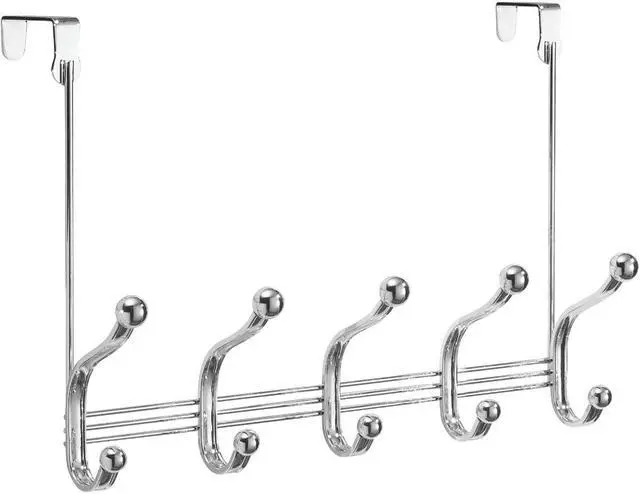 Main image of iDesign York Lyra Over-The-Door Chrome 5-Hook Rail 53470