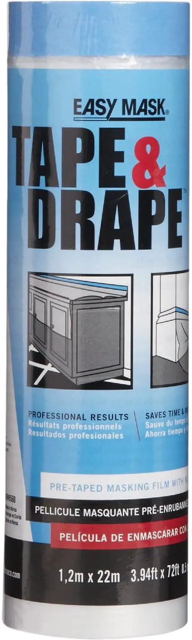 Main image of Trimaco Tape & Drape Pre-Taped Plastic 4 Ft. x 75 Ft. 1/2 mil Drop Cloth 949560