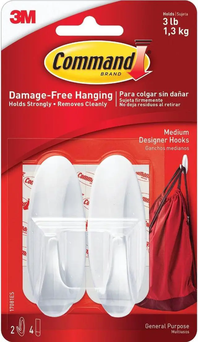 Alt view image 5 of 16 - 3M 17081 Command Designer Medium Hooks 2 hooks, 4 strips
