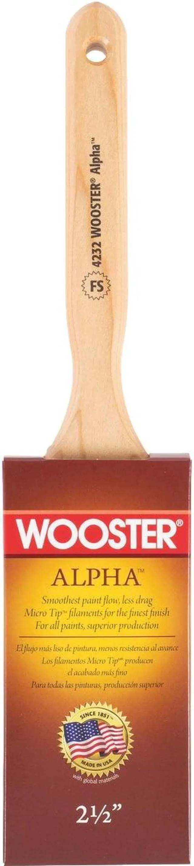 Alt view image 7 of 10 - WOOSTER 4232-2 1/2 2-1/2" Flat Sash Paint Brush, Micro Tip Bristle, Wood Handle