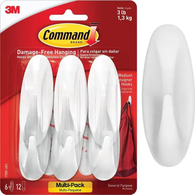 Main image of 3M Command Medium Utility Designer Adhesive Hook (6-Pack) 17081-6ES