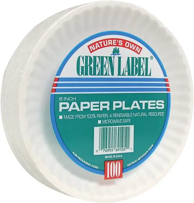 Main image of AJM Nature's Own Green Label 6 In. Paper Plates (100 Count) PP6GRAWH