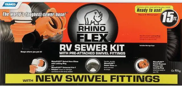 Alt view image 3 of 10 - Camco 15 Ft. RhinoFlex RV Sewer Kit 39761