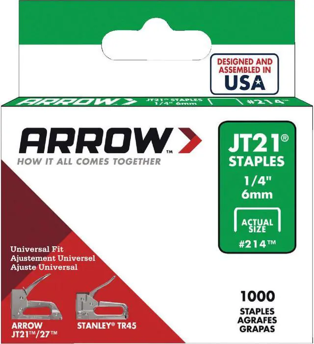Main image of Arrow JT21 Light Duty Staple, 1/4 In. (1000-Pack) 214 Pack of 5
