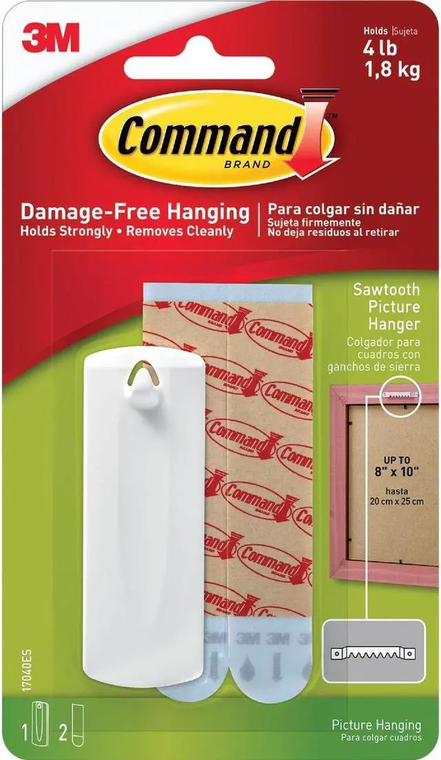 Alt view image 17 of 20 - 3M 17040 Command Sawtooth Picture Hanger 1 hook, 2 strips