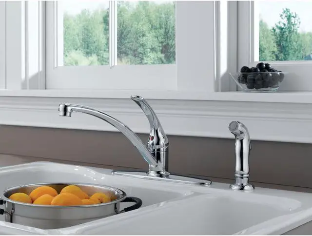 Alt view image 2 of 3 - Delta Faucet B4410LF Foundations Core-B Metal Single-Lever Swing Kitchen Faucet With Side Sprayer, Chrome