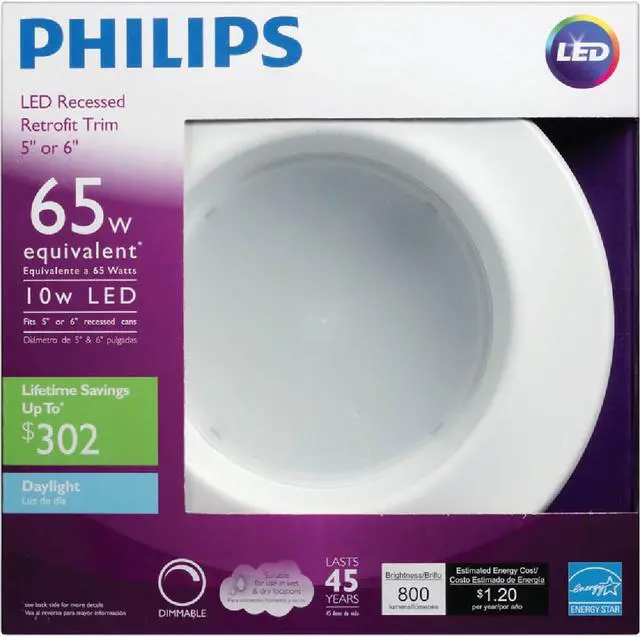 Alt view image 17 of 20 - Philips 5-6" Downlight LED 10w 800 Lumens Daylight 5000k Dimmable - 65w equiv